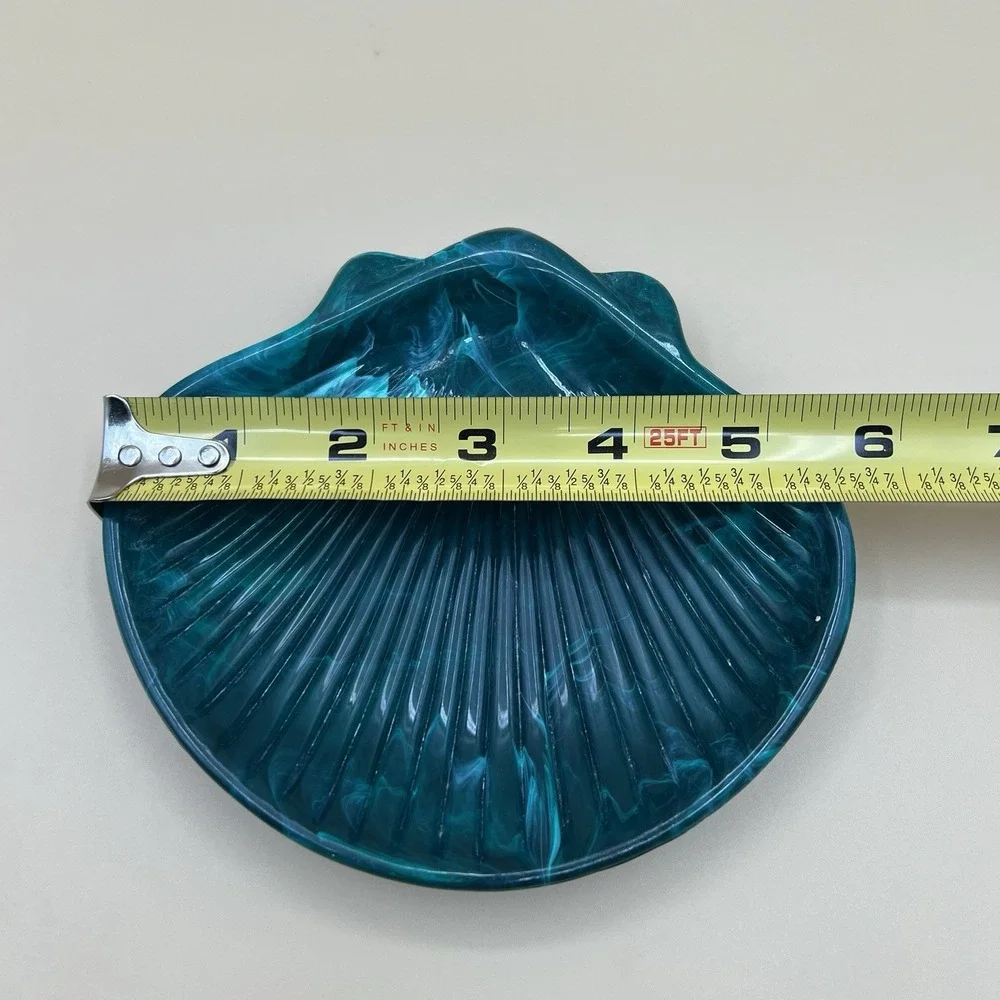 Vtg Blue/Green SWAN + SHELL Hard Soap Dish Vanity Hard Plastic Bathroom Set